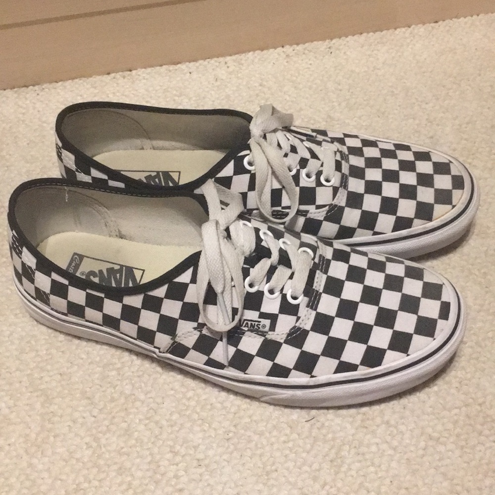Black and White checkered vans authentics